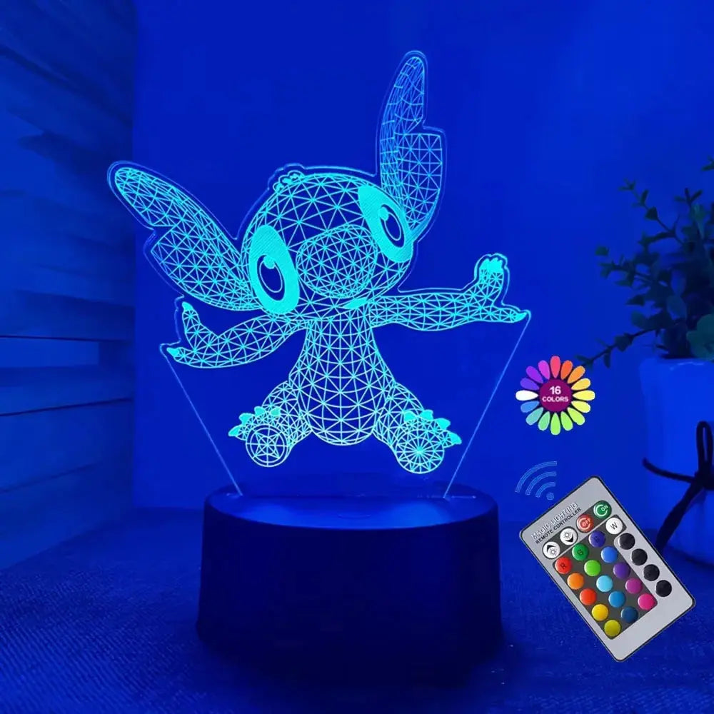 Hot 3D Illusion Stitch Night Light with Remote Control and Smart Touch Room Decor Lamp Birthday Valentine's Day Christmas Gifts Lampadia