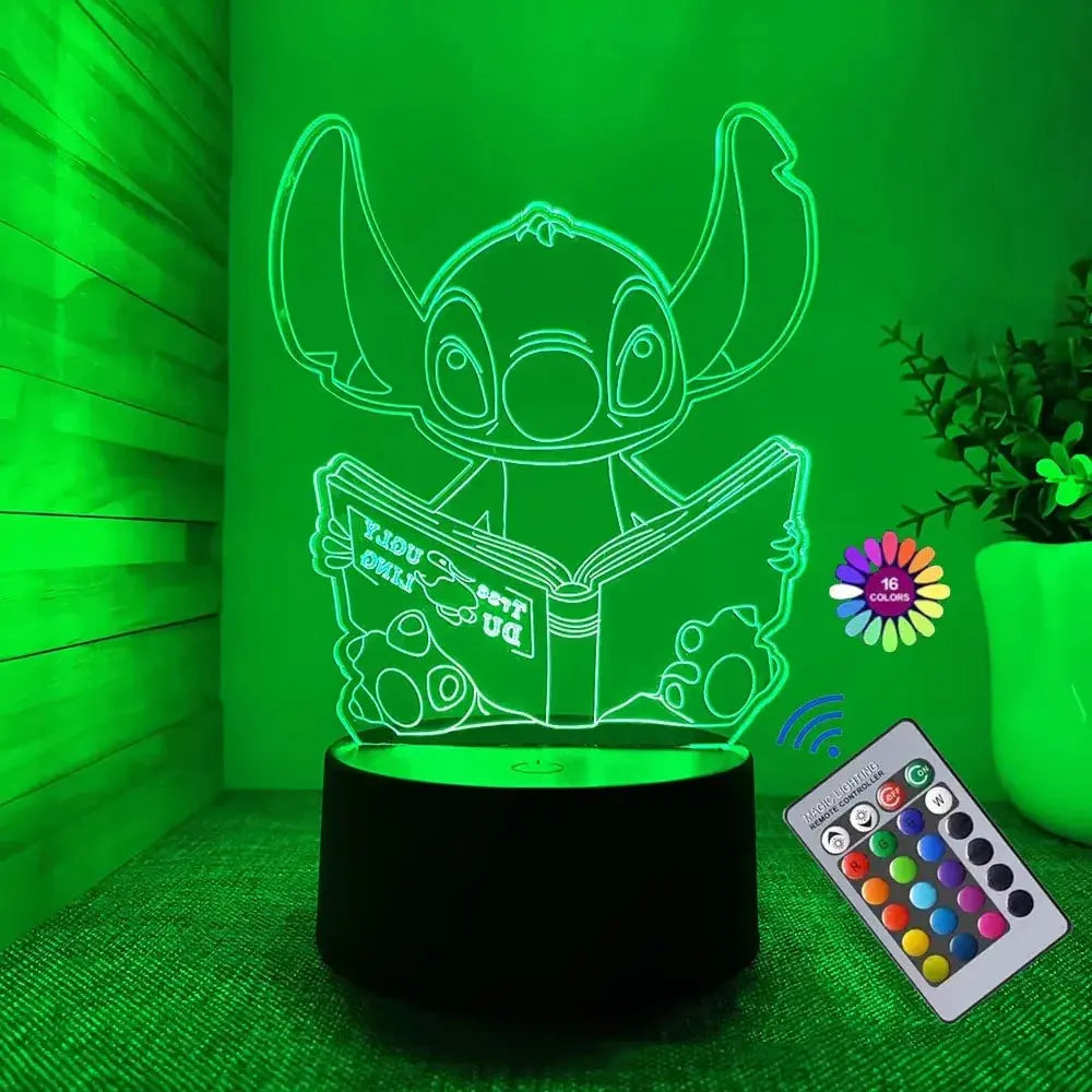 Hot 3D Illusion Stitch Night Light with Remote Control and Smart Touch Room Decor Lamp Birthday Valentine's Day Christmas Gifts Lampadia