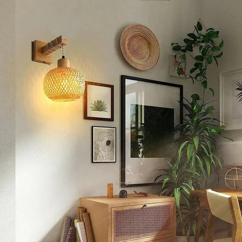 Lampe de chevet - Applique Murale Moderne en Bambou Lampa-dia