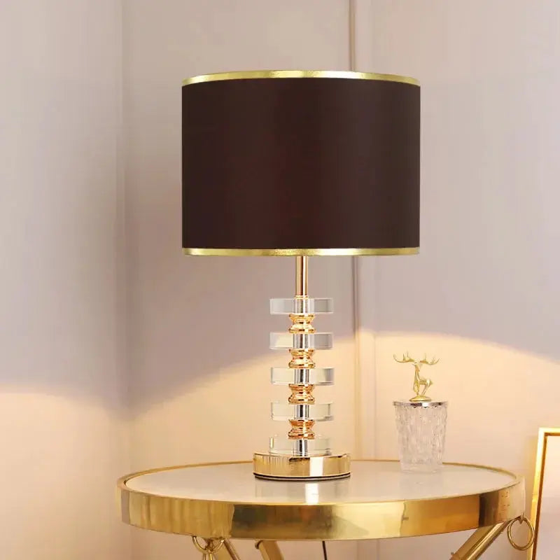 Lampe de chevet - Cristal de Luxe - Style Moderne Américain, Abat-jour en Tissu, E27 Lampadia