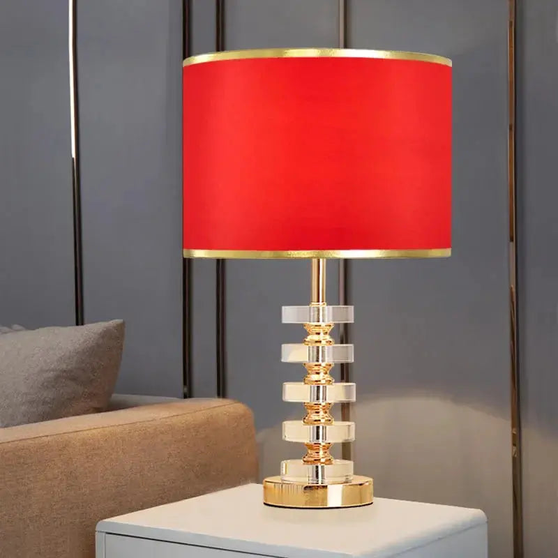 Lampe de chevet - Cristal de Luxe - Style Moderne Américain, Abat-jour en Tissu, E27 Lampadia