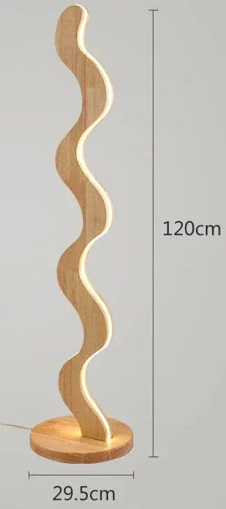 Lampe de chevet - Lampadaire Ondulé en Bois - Design Moderne, Éclairage Ambiant, Décoration Intérieure, Assemblage Facile Lampadia