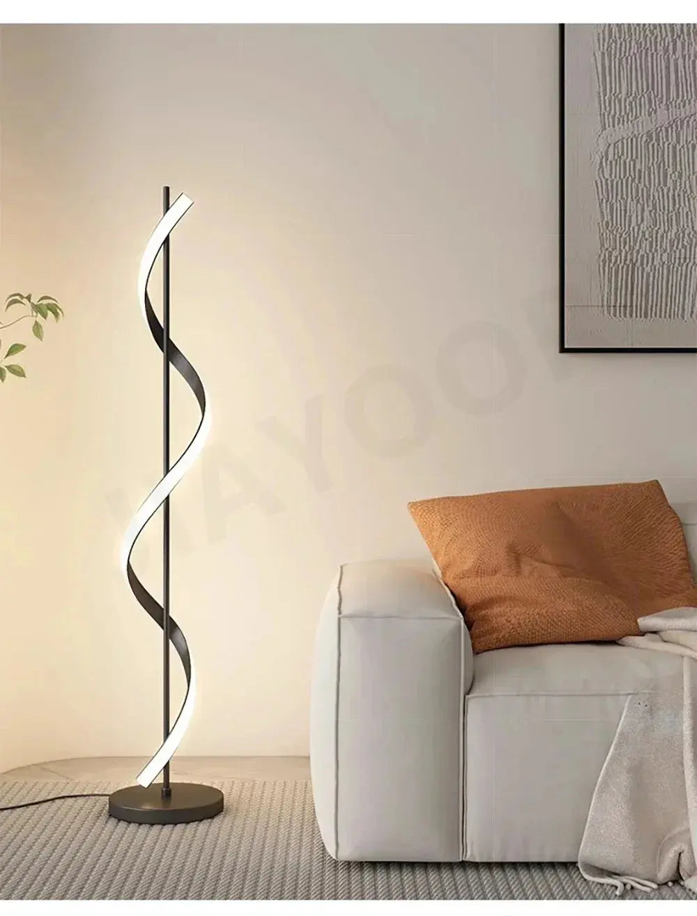 Lampe de chevet - Lampadaire en Aluminium - Design Spiralé, LED Lampadia