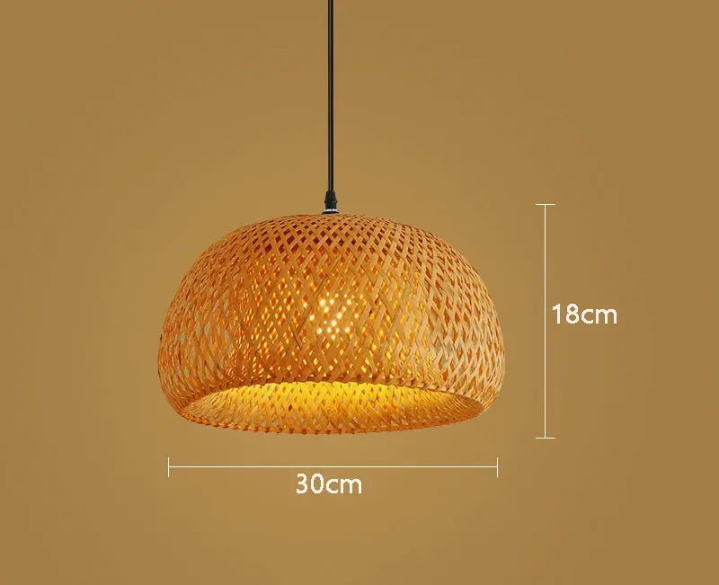 Lampe de chevet - Suspension Lanterne en Bambou Tressé Main - E27 - Style Chinois Lampadia