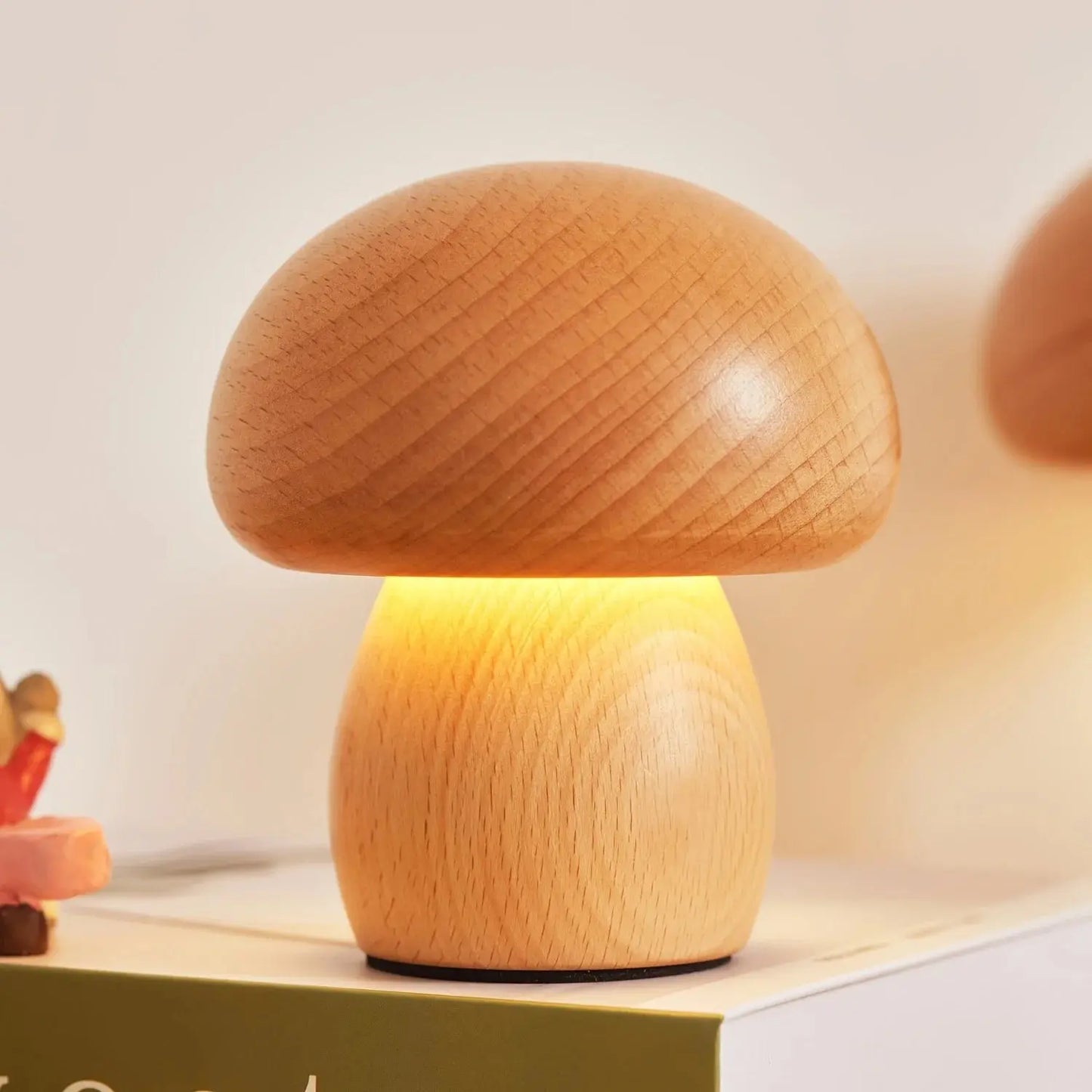 Lampe de chevet - Veilleuse Champignon en Bois - Lampe de Chevet LED Tactile, Design Naturel, Lumière Douce, Décoration Intérieure Lampadia