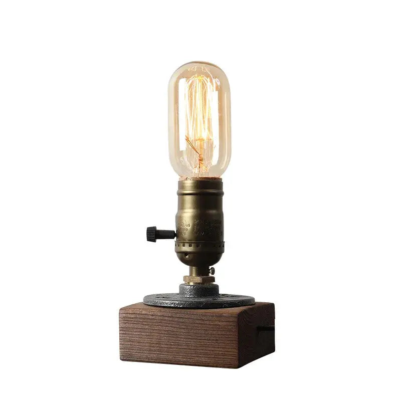 Lampe de chevet - Vintage Industrielle E27 -Bois, Fer, Style Art Déco Lampadia