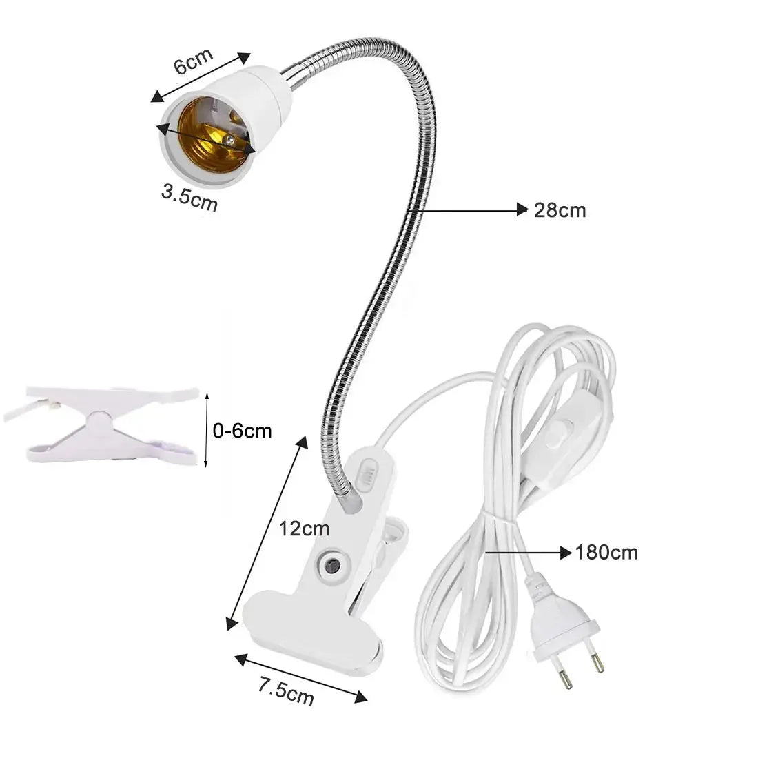 Support de Lampe de Bureau Flexible à 360 Degrés - Clip, Col de Cygne, E27 Lampadia