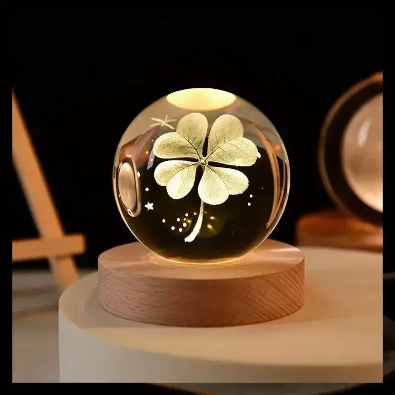 Veilleuse Boule de Cristal Base en Bois Lampadia