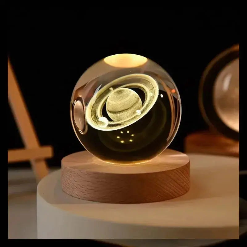 Veilleuse Boule de Cristal Base en Bois Lampadia