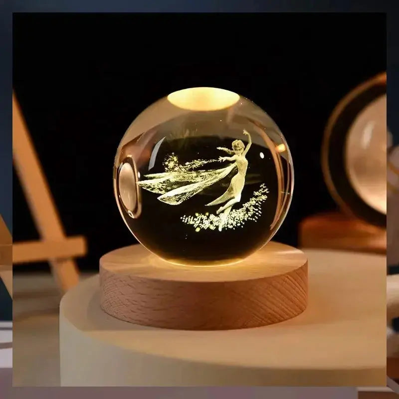 Veilleuse Boule de Cristal Base en Bois Lampadia