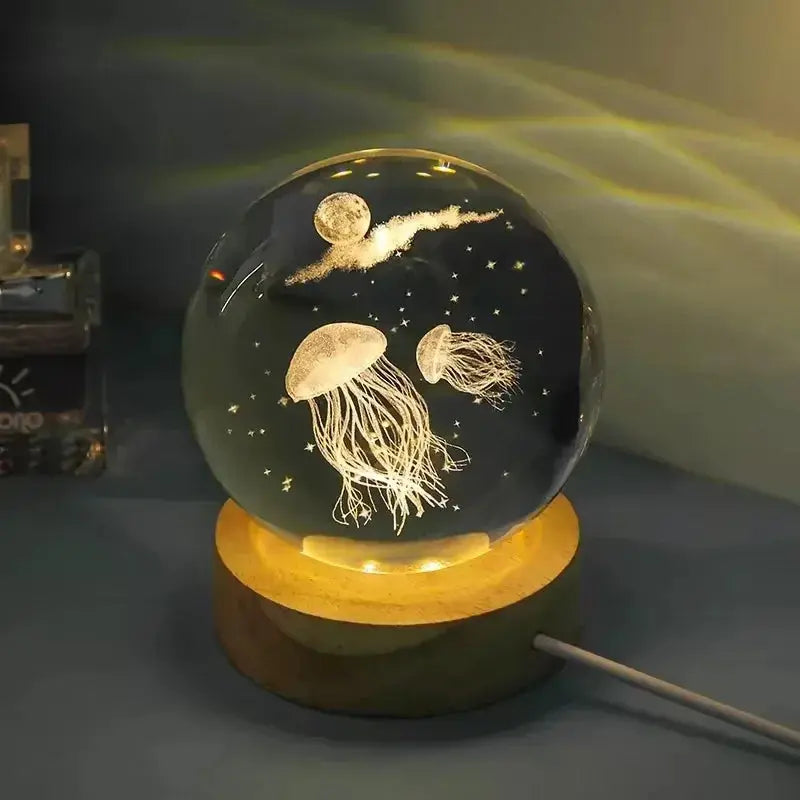 Veilleuse Boule de Cristal Base en Bois Lampadia