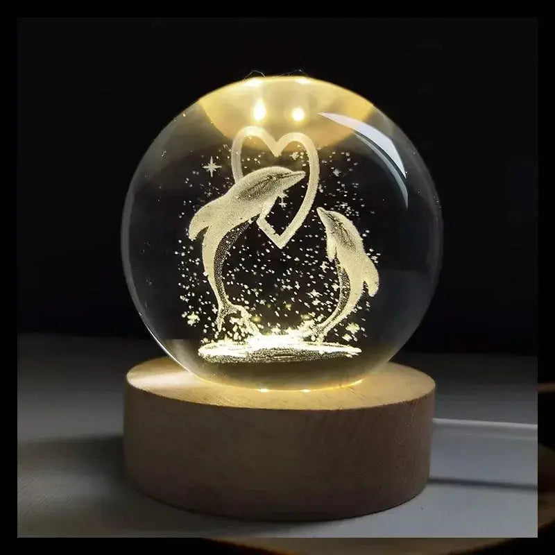 Veilleuse Boule de Cristal Base en Bois Lampadia