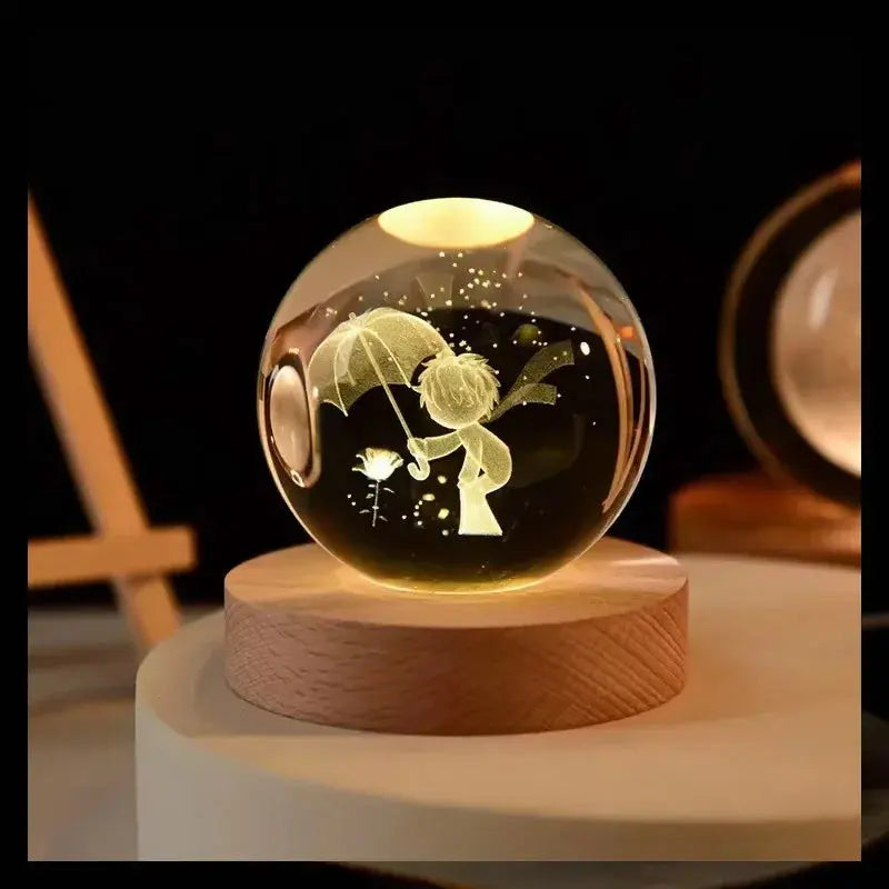 Veilleuse Boule de Cristal Base en Bois Lampadia