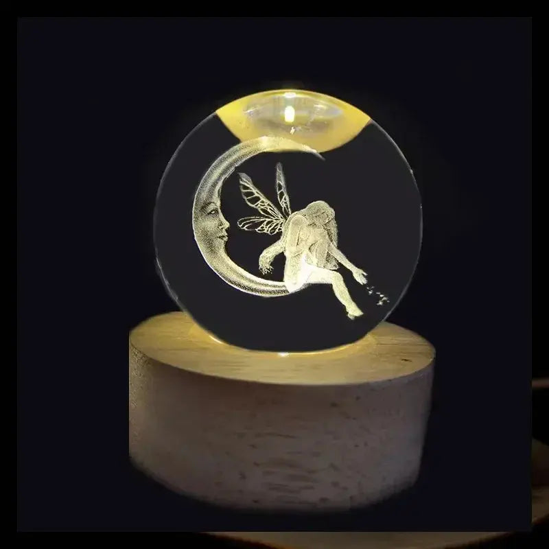 Veilleuse Boule de Cristal Base en Bois Lampadia