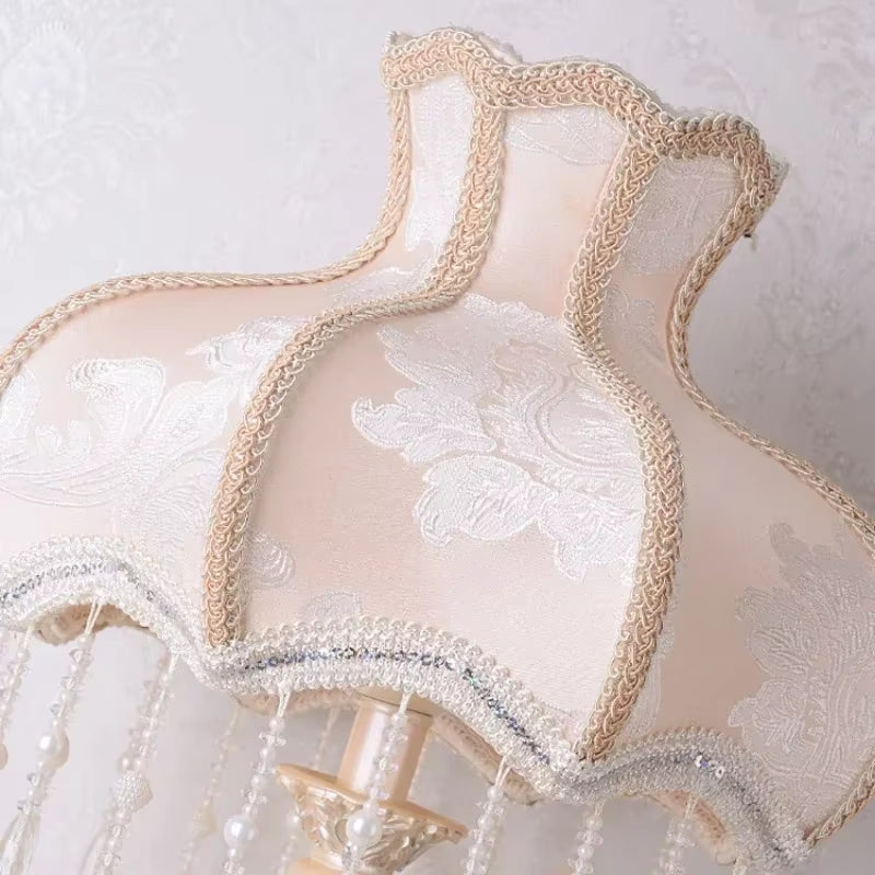 European Table Lamp Princess Bedroom Night Stand Led Light Study Lighting Living Room Decor Home Fabric Lampshade Design