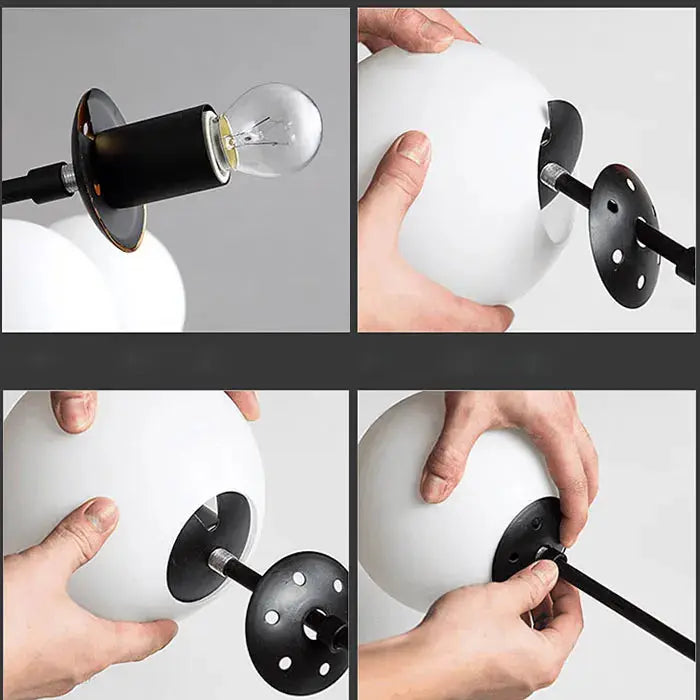Accessoire - Abat-jour en Verre Blanc Laitonné Sphérique Lampa-dia