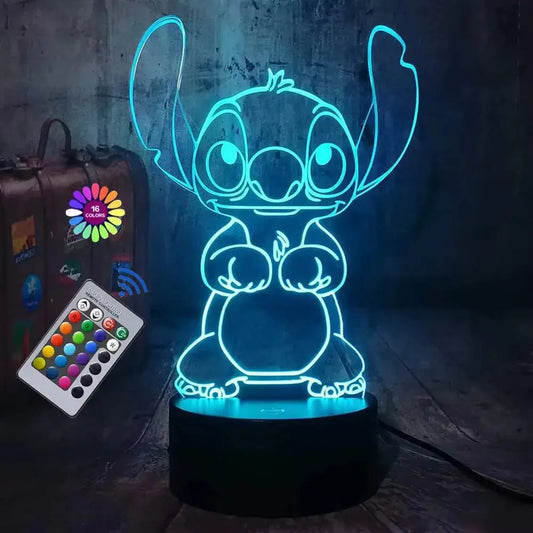 Hot 3D Illusion Stitch Night Light with Remote Control and Smart Touch Room Decor Lamp Birthday Valentine's Day Christmas Gifts Lampadia