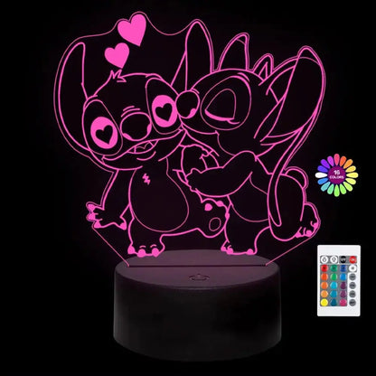 Hot 3D Illusion Stitch Night Light with Remote Control and Smart Touch Room Decor Lamp Birthday Valentine's Day Christmas Gifts Lampadia