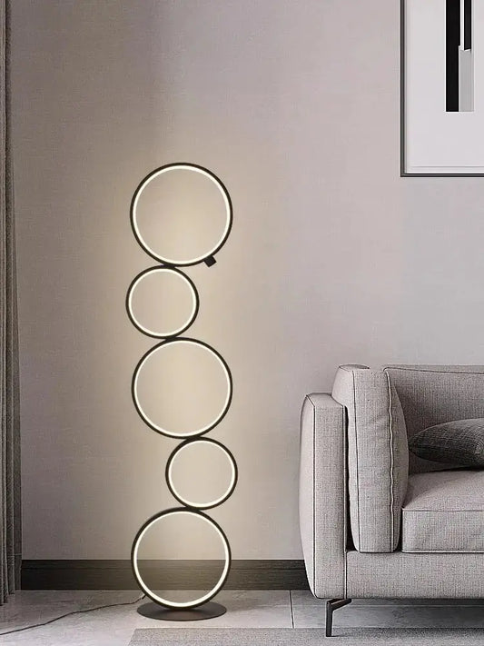 Lampadaire Anneaux - Design Moderne, Intensité Variable, 3 Températures, 45W, 90-260V Lampadia