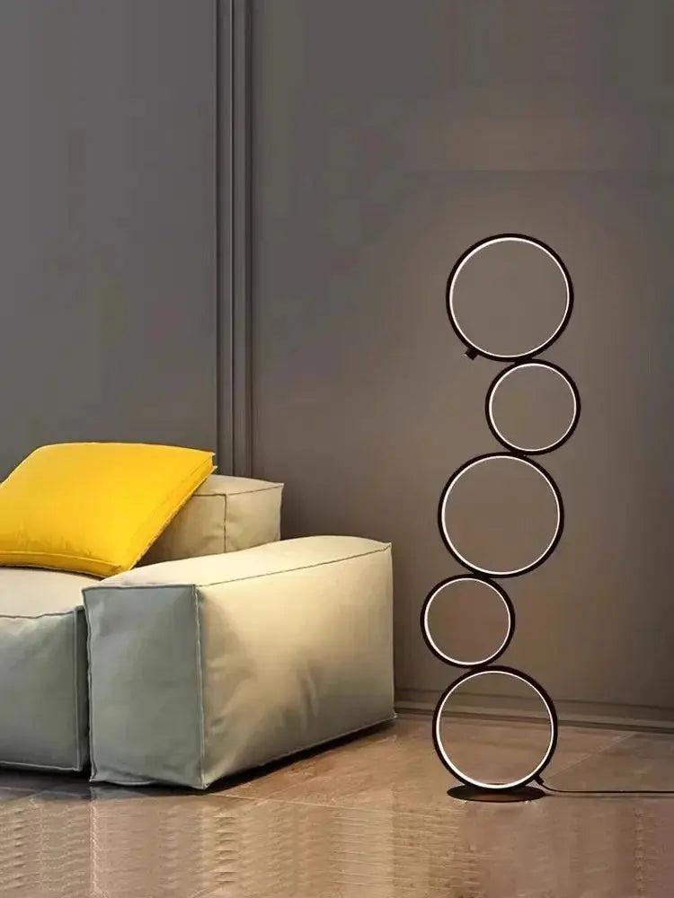 Lampadaire Anneaux - Design Moderne, Intensité Variable, 3 Températures, 45W, 90-260V Lampadia