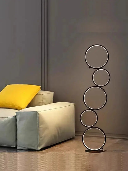 Lampadaire Anneaux - Design Moderne, Intensité Variable, 3 Températures, 45W, 90-260V Lampadia
