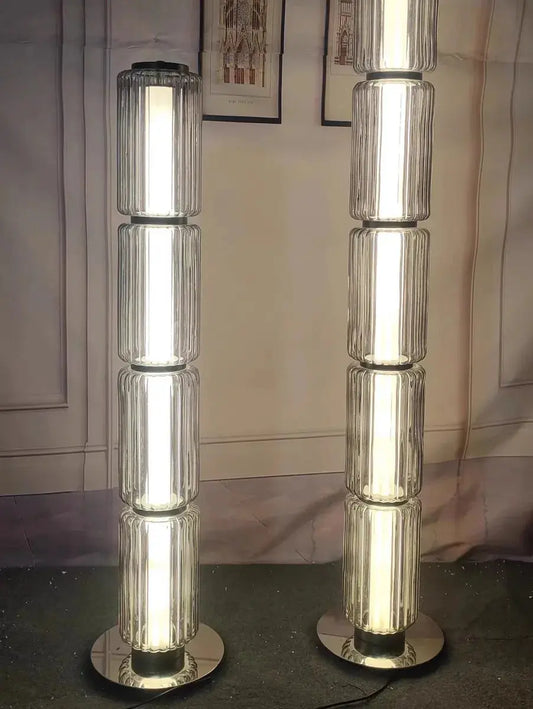 Lampadaire Design Italien - Verre Fumé/Blanc Laitonné Lampa-dia
