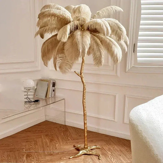Lampadaire en Plumes d'Autruche - Luxe Nordique, Décoration Intérieure Lampa-dia