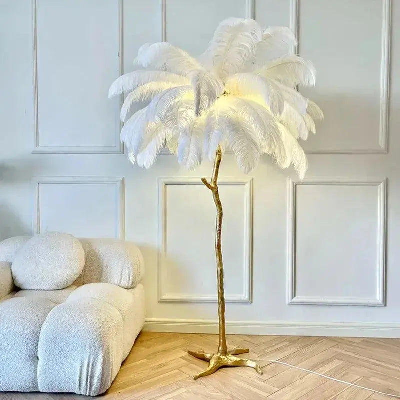 Lampadaire en Plumes d'Autruche - Luxe Nordique, Décoration Intérieure Lampa-dia