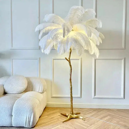 Lampadaire en Plumes d'Autruche - Luxe Nordique, Décoration Intérieure Lampa-dia
