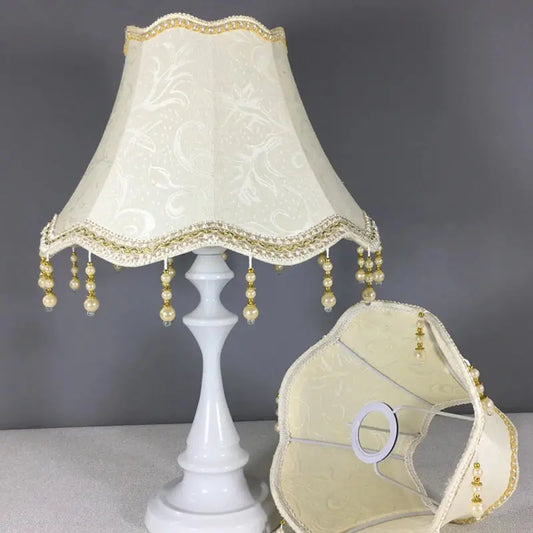Lampe de chevet - Abat-jour en Tissu Style Européen - E27, Beige, Rose, Vert, 25cm, Décoration de Lampe de Table Lampadia