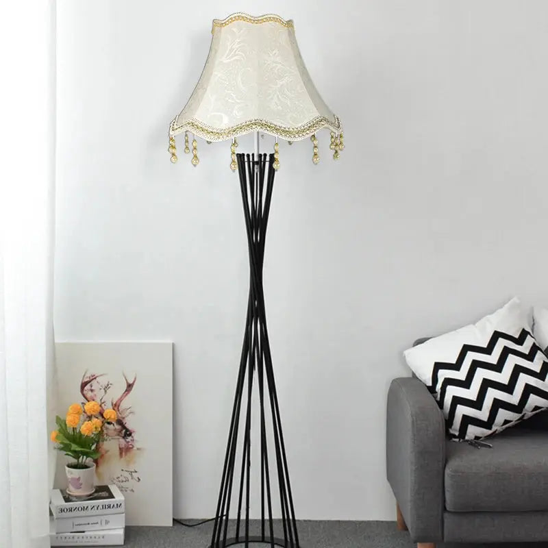 Lampe de chevet - Abat-jour en Tissu Style Européen - E27, Beige, Rose, Vert, 25cm, Décoration de Lampe de Table Lampadia