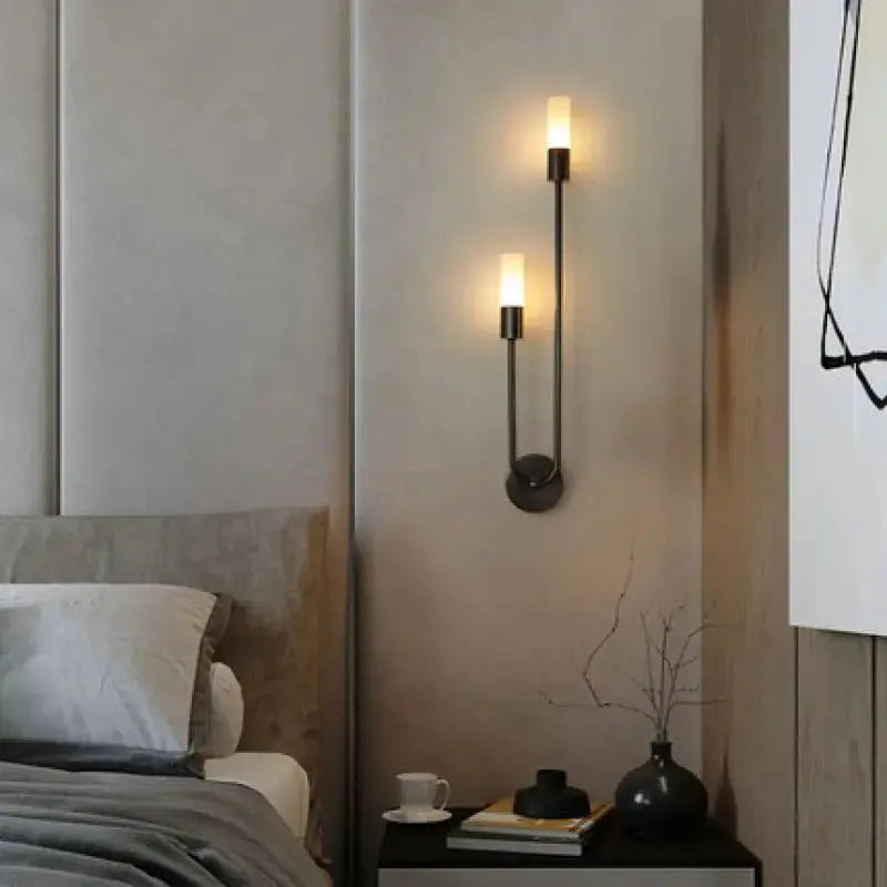 Lampe de chevet - Applique Murale Moderne Or/Noir - 2 Lampes, Base G4, Abat-jour Acrylique, 90-260V, Montage Mural, Option Variable Lampadia