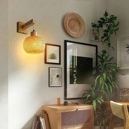 Lampe de chevet - Applique Murale Moderne en Bambou Lampa-dia