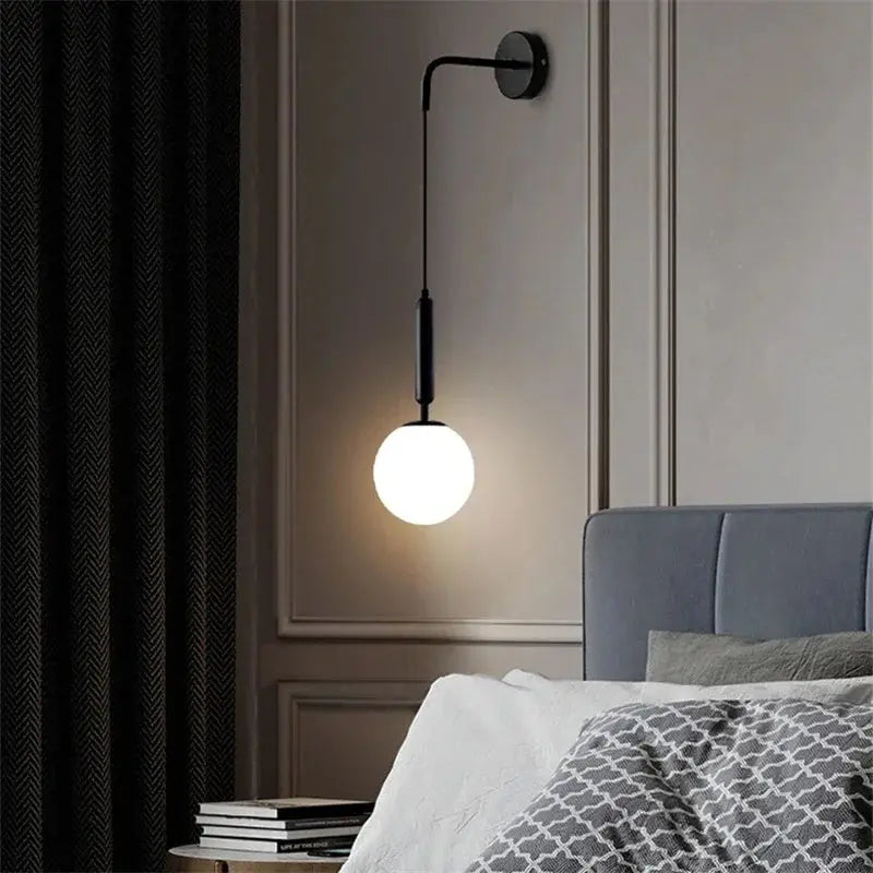 Lampe de chevet - Applique Murale Nordique Lava Corki - Boule en Verre Dépoli, Métal, G9, Multi-Applications, 90-260V Lampadia