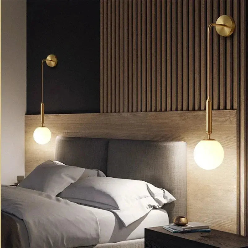 Lampe de chevet - Applique Murale Nordique Lava Corki - Boule en Verre Dépoli, Métal, G9, Multi-Applications, 90-260V Lampadia