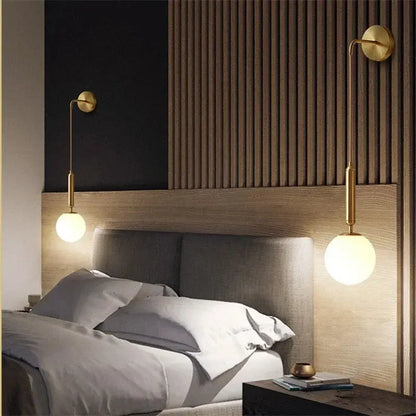 Lampe de chevet - Applique Murale Nordique Lava Corki - Boule en Verre Dépoli, Métal, G9, Multi-Applications, 90-260V Lampadia