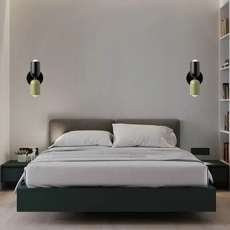 Lampe de chevet - Applique Murale Nordique Macaron 2 Têtes - Design Moderne, Multi-Couleurs, Intérieur, E27, 5W Lampadia