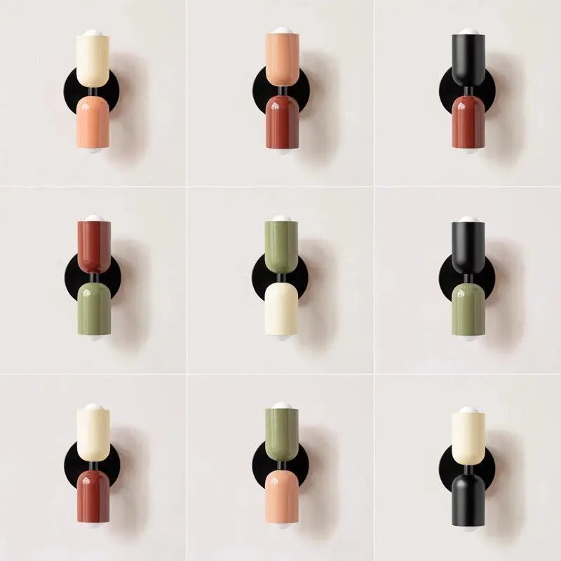 Lampe de chevet - Applique Murale Nordique Macaron 2 Têtes - Design Moderne, Multi-Couleurs, Intérieur, E27, 5W Lampadia