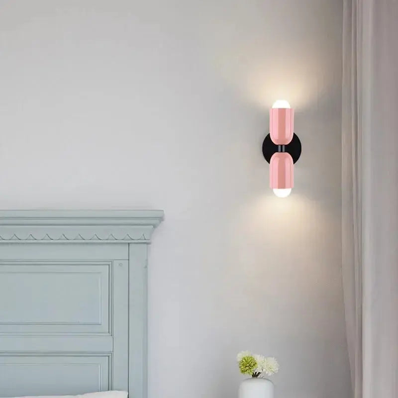 Lampe de chevet - Applique Murale Nordique Macaron 2 Têtes - Design Moderne, Multi-Couleurs, Intérieur, E27, 5W Lampadia