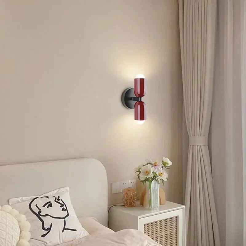Lampe de chevet - Applique Murale Nordique Macaron 2 Têtes - Design Moderne, Multi-Couleurs, Intérieur, E27, 5W Lampadia