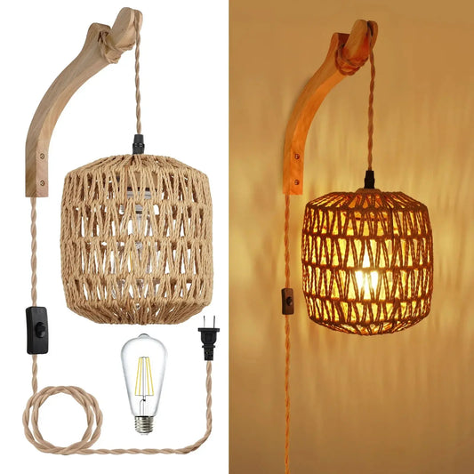 Lampe de chevet Applique murale "Natura" - L'artisanat rustique et chaleureux Lampa-dia
