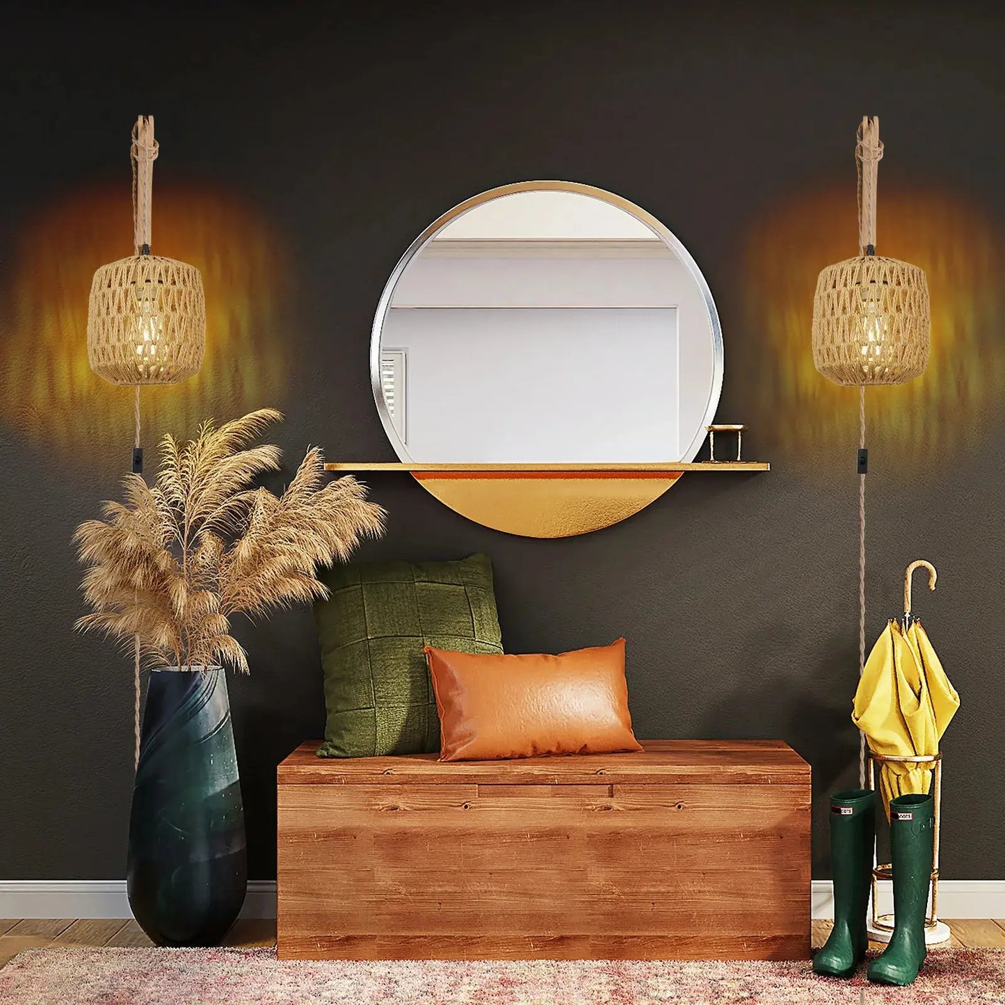 Lampe de chevet Applique murale "Natura" - L'artisanat rustique et chaleureux Lampa-dia