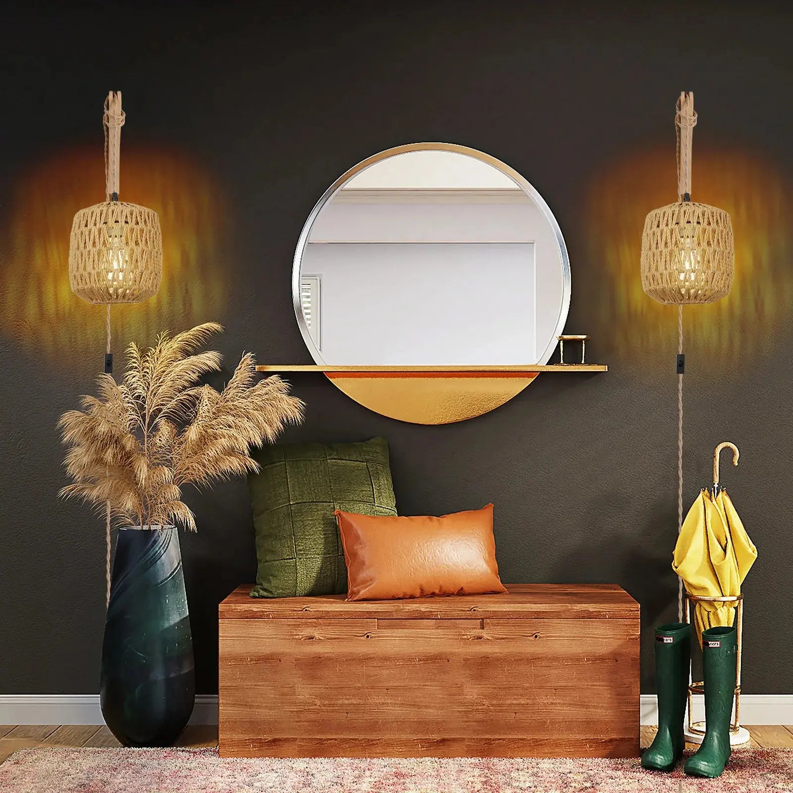 Lampe de chevet Applique murale "Natura" - L'artisanat rustique et chaleureux Lampa-dia