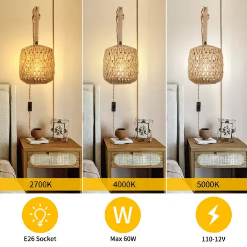 Lampe de chevet Applique murale "Natura" - L'artisanat rustique et chaleureux Lampa-dia