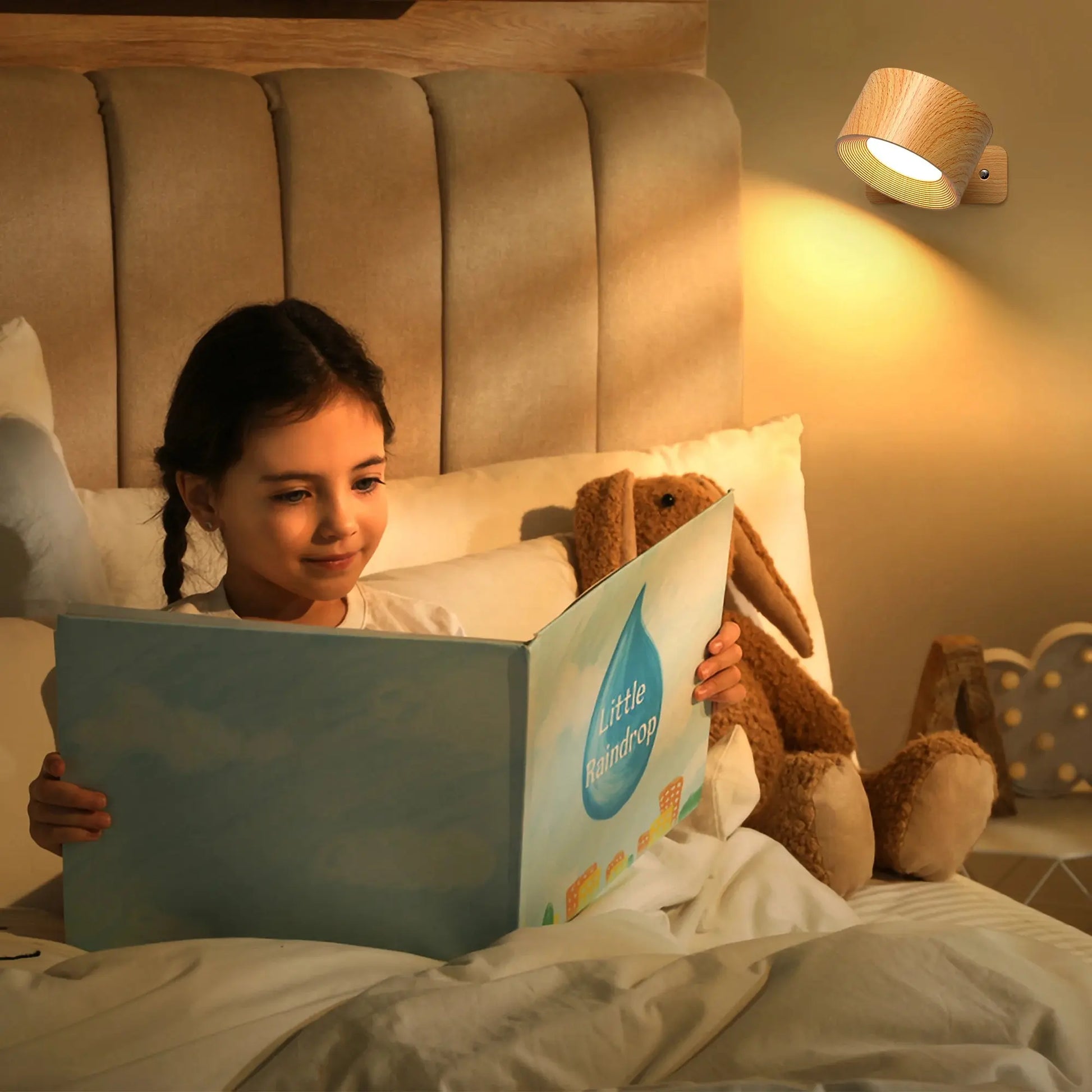 Lampe de chevet - Applique murale de chevet LED orientable Bois Lampadia