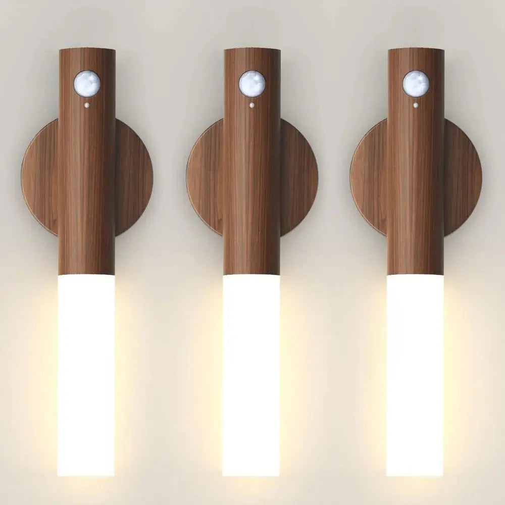 Lampe de chevet - Appliques Murales à Détecteur de Mouvement Rechargeables - Sans Fil, LED, Bois Lampadia