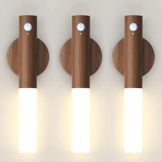 Lampe de chevet - Appliques Murales à Détecteur de Mouvement Rechargeables - Sans Fil, LED, Bois Lampadia