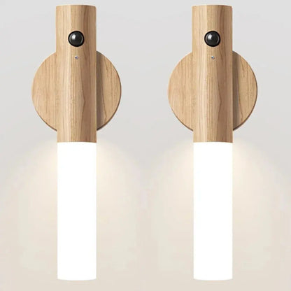 Lampe de chevet - Appliques Murales à Détecteur de Mouvement Rechargeables - Sans Fil, LED, Bois Lampadia
