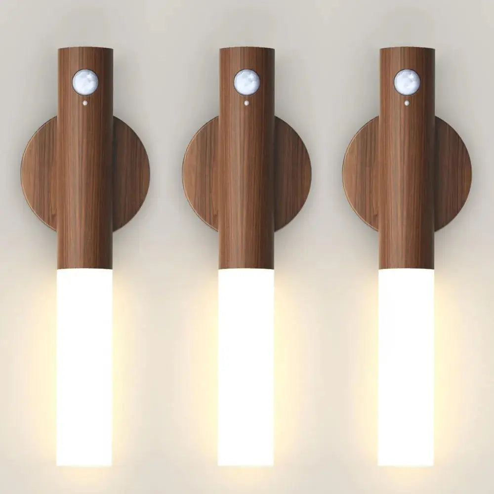 Lampe de chevet - Appliques Murales à Détecteur de Mouvement Rechargeables - Sans Fil, LED, Bois Lampadia