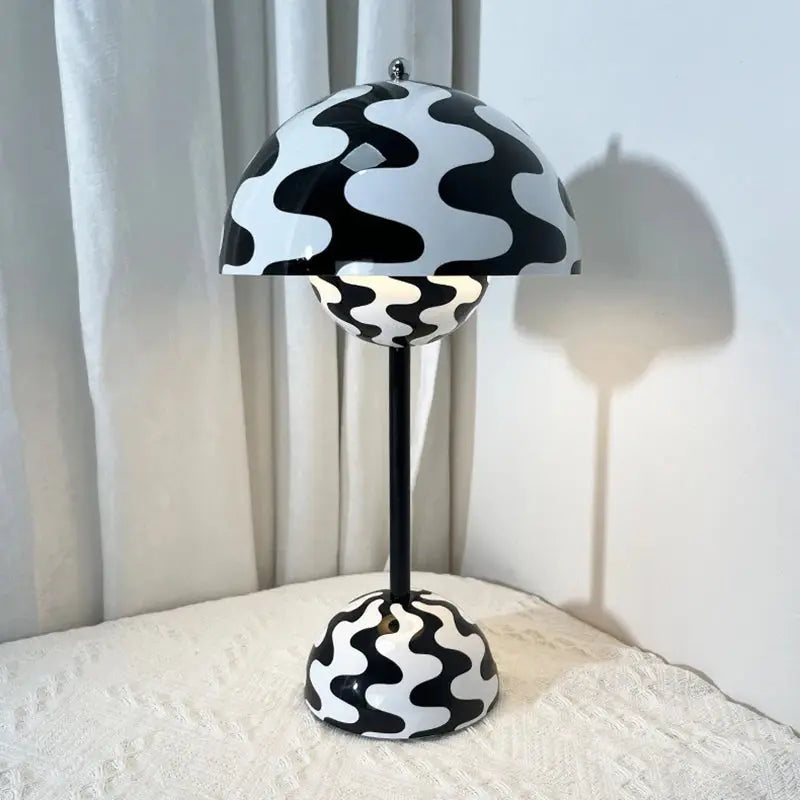Lampe de chevet Champignon - Design Moderne, Intensité Variable Tactile, LED, Rechargeable USB, Noir & Blanc Lampadia